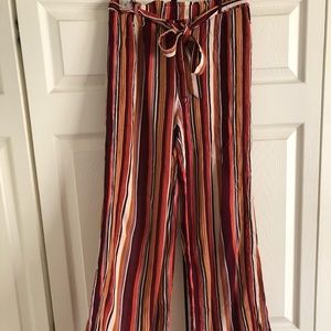 Stripe, long and wide linen pants